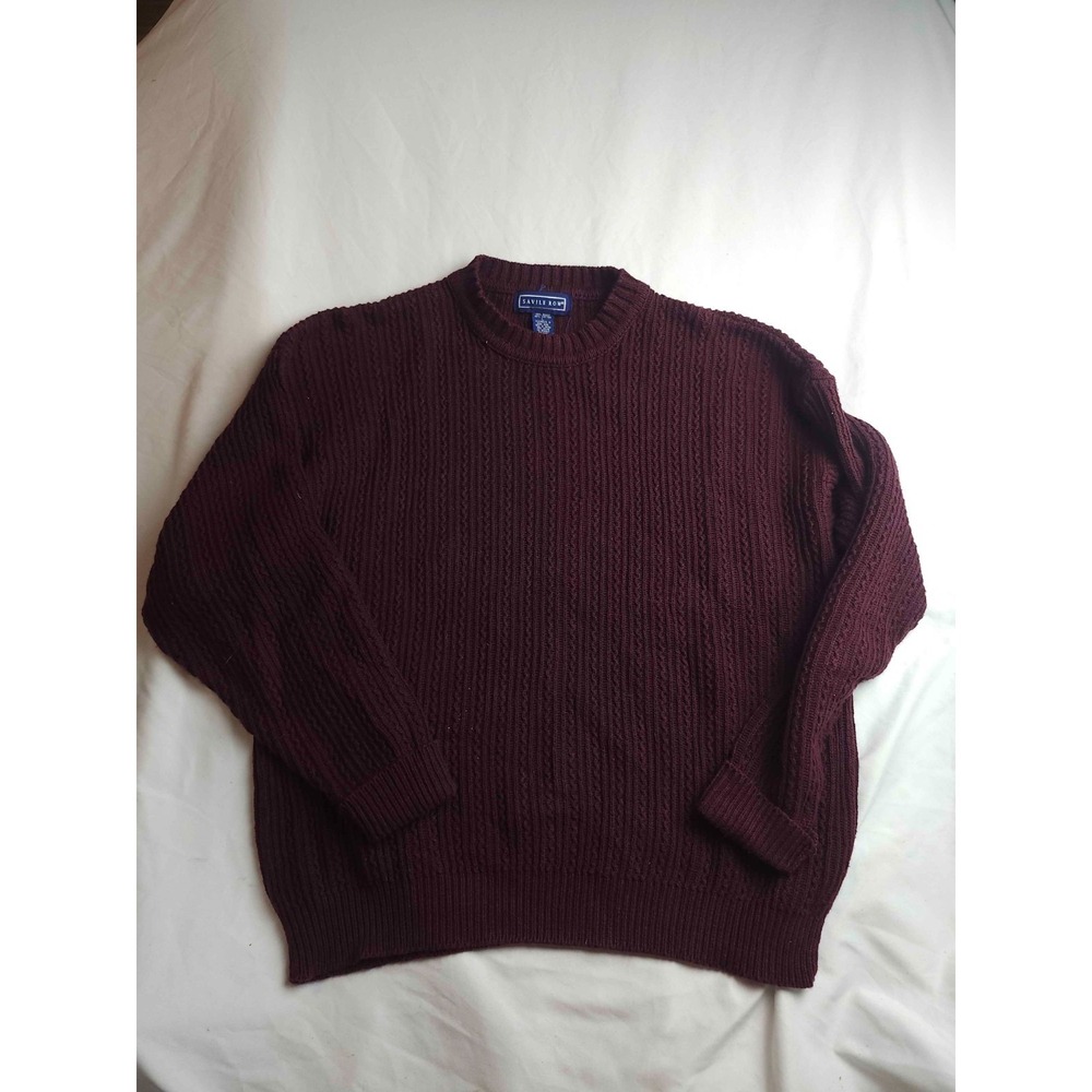 Savile Row Crewneck Sweater Mens Large Purple Knit Cabincore Heritage Classic